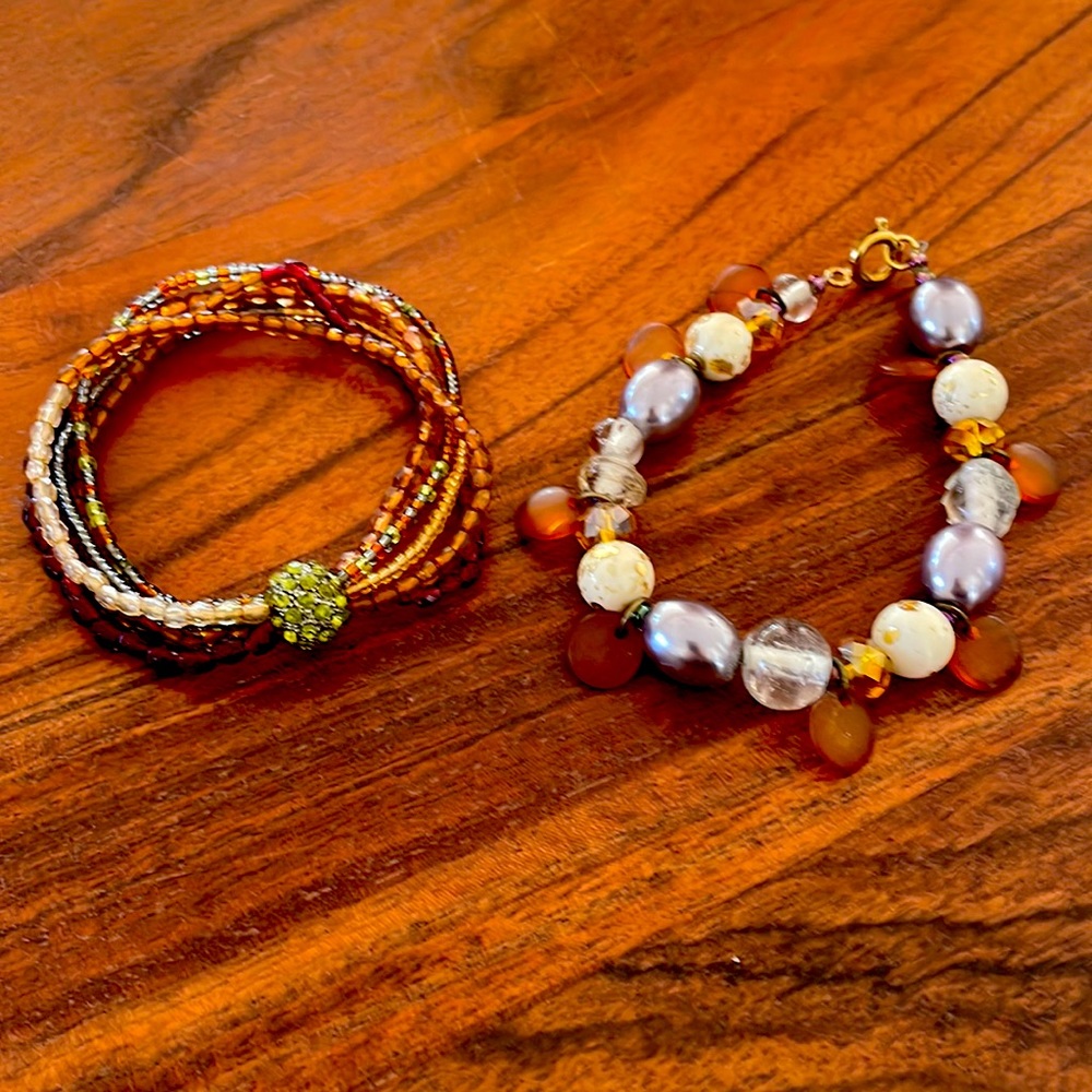 Bracelets in amber tones